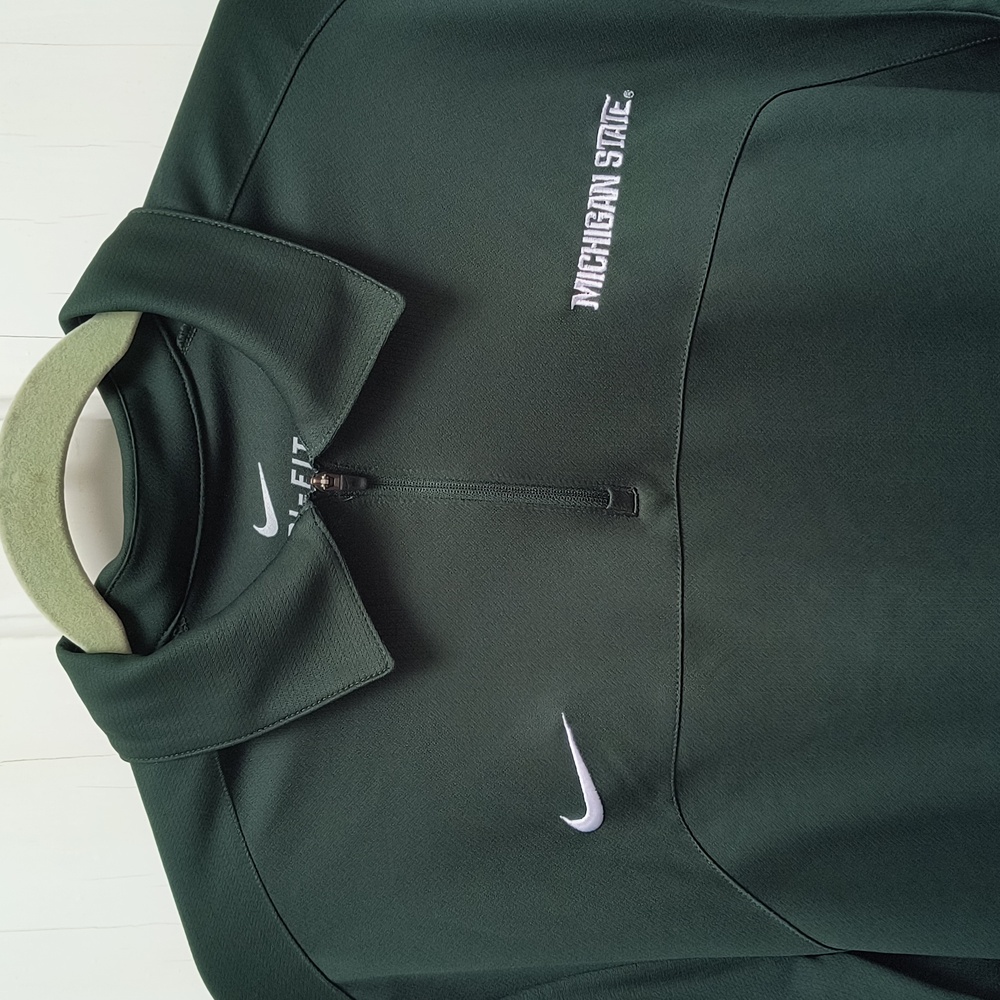 Nike Men's Dark Green Dri-FIT Zippered Polo Shirt - Size Medium - Picture 5 of 9